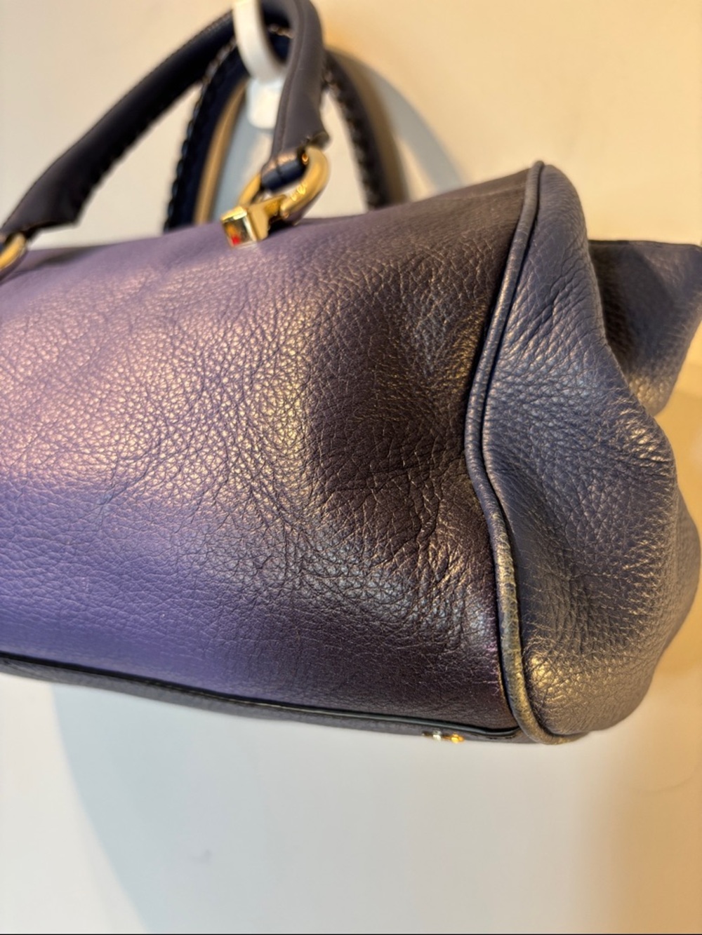 Diane Von Furstenberg Blue Gradient Ombre Leather Bag with Gold Hardware - Picture 8 of 15